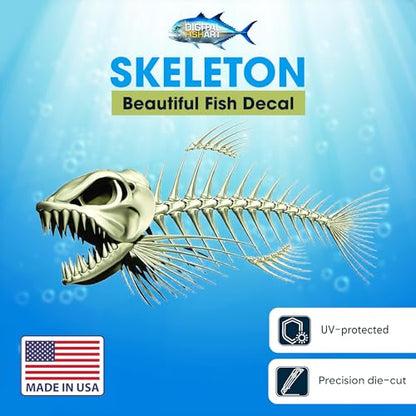 Skeleton Beautiful Fish Decal | Fishing Decal for Boat, Car, Vehicle, Truck Etc. | Waterproof Vinyl Sticker | Many Sizes & Styles Available | 12" to 40" by Digital Fish Art (Small, Position 1) - color: Position 1, size: Small