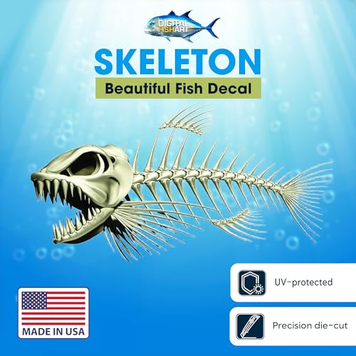 Skeleton Beautiful Fish Decal | Fishing Decal for Boat, Car, Vehicle, Truck Etc. | Waterproof Vinyl Sticker | Many Sizes & Styles Available | 12" to 40" by Digital Fish Art (X-Large, Position 1) - color: Position 1, size: X-Large