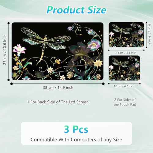 Laptop Skin Sticker Decal 12"-15.6" Universal Laptop/Notebook/Netbook Vinyl - Waterproof Scratch Resistant,Fits HP Dell Lenovo MacBook,2 Free Wrist Pads,Easy Apply & Remove,Dragonfly Floral - color: Dragonfly Floral