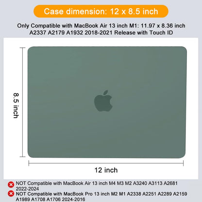 MOSISO Compatible with MacBook Air 13 inch Case M1 2021 2020 2019 2018 | A2337 A2179 A1932, Protective Hard Shell&Keyboard Cover&Screen Film&Pouch for MacBook Air 13.3 inch Case, Midnight Green - color: Midnight Green