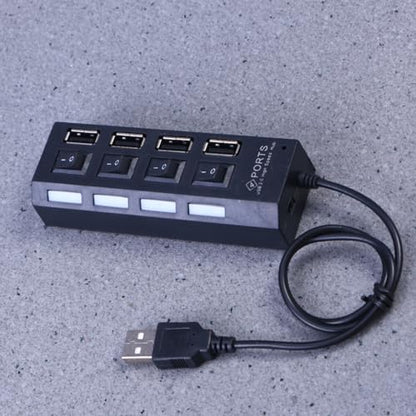 Vaguelly Portable USB Hub Ports with Individual LED Power Indicators and Switches High-Speed Mbps Data Transfer Expansion Hub for Laptop PC Desktop Compatible with Windows Operating System