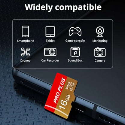 2 Pack Memory Card 16GB with Adapter, High Speed TF Card, UHS-I C10 A1 Memory TF Card for Tablet/Mobile Phone/Camera/Car Audio/Game Console (TF162 Red Gold 16GB) - color: TF162 Red Gold 16GB