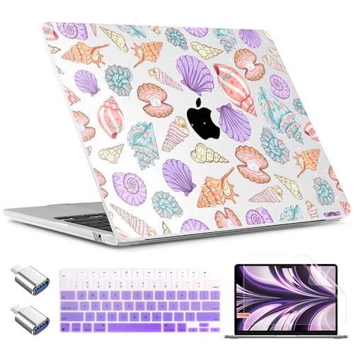 TWOLSKOO for MacBook Air 15 inch Case 2026 2025 2024 2023 Release M5 A3448 M4 A3241 M3 A3114 M2 A2941, Plastic Hard Shell & Screen Protector & Keyboard Cover & Type C Adapter, Colorful Shells - color: Colorful Shells