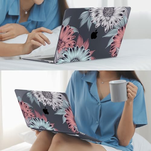 Mektron Case for MacBook Air 13" M1 A2337 A2179 A1932,Blooming Chrysanthemums Hard Cover 2018-2021 Air 13-inch with Touch bar, Designed Protective Shell w/Keyboard Skin Screen Protector Webcam Cover - color: Blooming Chrysanthemums