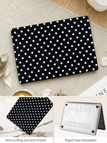 Voidborne Compatible with MacBook Neo 13 inch Case 2026 Release Model A3404 with A18 Pro Chip,White Polka Dots Design Leather Plastic Hard Shell Protective Case for Neo 13 inch + Keyboard Cover,Black - color: Black-Polka Dots