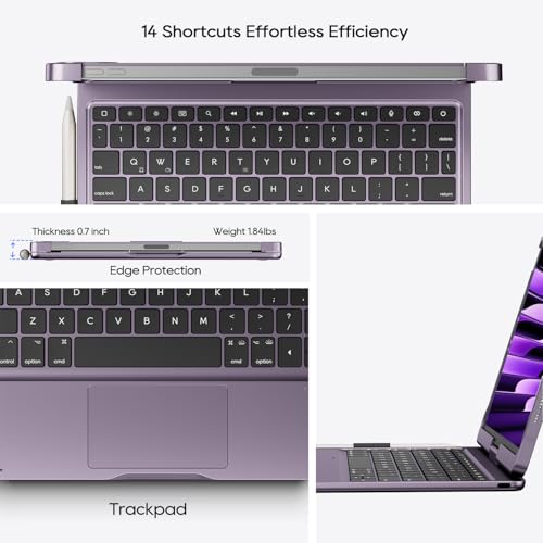 Keyboard Case iPad 10th 11th, Pro 11, Air 11" (M2-M4), (5th 4th Gen) Purple | Pekarejue 360° Rotatable, Trackpad, Backlit, Pencil Holder, Fit iPad A16, Air 11/10.9 inch, Pro 11" (1st-4th Gen, 2022-2018) - color: Metallic Purple, size: iPad 11th/10th Gen,A