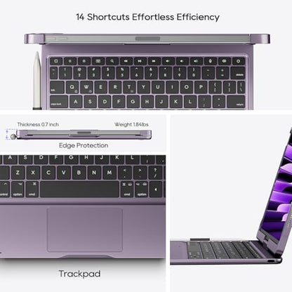 Keyboard Case iPad 10th 11th, Pro 11, Air 11" (M2-M4), (5th 4th Gen) Purple | Pekarejue 360° Rotatable, Trackpad, Backlit, Pencil Holder, Fit iPad A16, Air 11/10.9 inch, Pro 11" (1st-4th Gen, 2022-2018) - color: Metallic Purple, size: iPad 11th/10th Gen,A