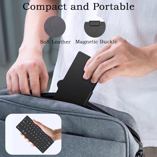 Universal Wireless Keyboards Portable Mini Keyboard with Any-Angle Stand | Dual-Device Computer Keyboards Rechargeable Travel Bluetooth Keyboard for iPad/iPhone/Tablet/Laptop&Android/Windows/iOS,Black - color: Black