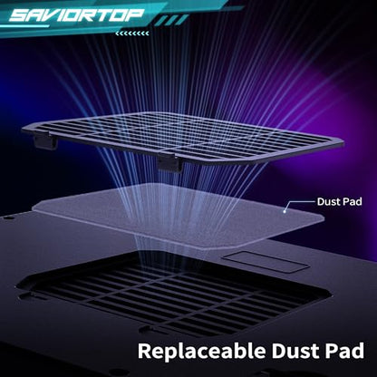 Brook Saviortop Gaming Laptop Cooling Pad – High-Speed 3500 RPM Laptop Cooler with Turbo Fan, RGB Cooling Stand for 10-19 Inch Laptops, Touch Control, USB-C Hub, Adjustable Height, Quiet Cooling Fan