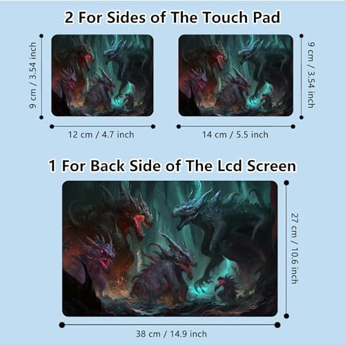 Universal Laptop Skin Sticker with 2 Wrist Pad Skins, Waterproof Scratch Resistant Vinyl Laptop Cover Decal, Cut to Fit for 11–15.6 Inch MacBook HP Dell Lenovo, Fierce Dragon - color: Fierce Dragon