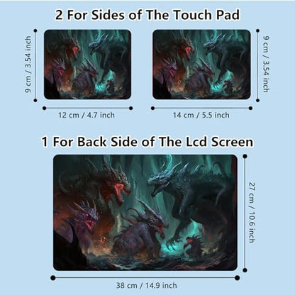 Universal Laptop Skin Sticker with 2 Wrist Pad Skins, Waterproof Scratch Resistant Vinyl Laptop Cover Decal, Cut to Fit for 11–15.6 Inch MacBook HP Dell Lenovo, Fierce Dragon - color: Fierce Dragon