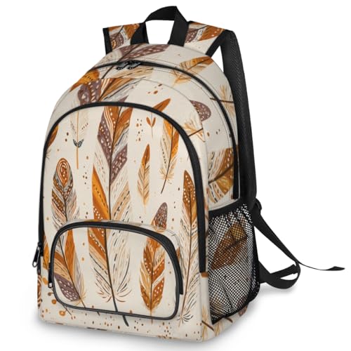 Bohemian Ethnic Feather Large Backpack for Women and Men Waterproof Travel Laptop Backpack Lightweight Business Work Daypack Fits 17 Inch Computer - color: Multicolor 3
