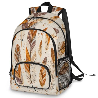 Bohemian Ethnic Feather Large Backpack for Women and Men Waterproof Travel Laptop Backpack Lightweight Business Work Daypack Fits 17 Inch Computer - color: Multicolor 3