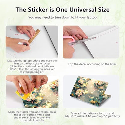 Laptop Skin Sticker Decal, Universal Reusable Vinyl Laptop Cover for 12" 13" 13.3" 14" 15" 15.4" 15.6" Notebook PC, Reusable Waterproof Scratch-Resistant with 2 Wrist Pads,Art Lotus Flowers - color: Art Lotus Flowers