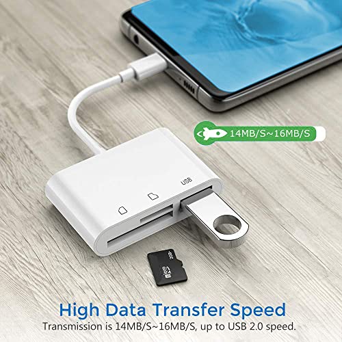 SD Card Reader, USB C Micro SD Card Reader, Memory Card Reader | Type C SD/TF Card Reader, Compatible with iPhone 17/16/15, Samsung Galaxy S25/S24/S23, iPad, MacBook, Laptops,Tablets (White)