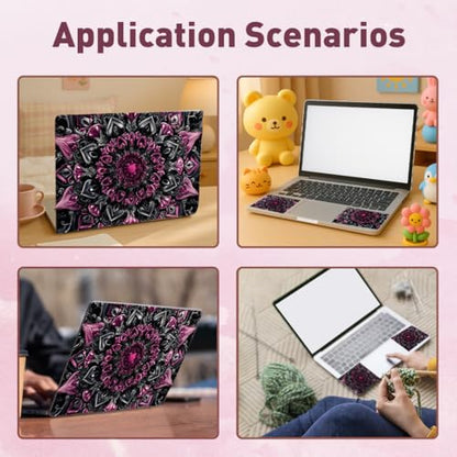 PLIGREAT 15 Inches Laptop Decal Sticker Skin Cover, Dark Mandala Laptop Sticker Decals Fits 12" to 15" Laptops Universal Waterproof Removable, Purple Grey - color: Purple Grey