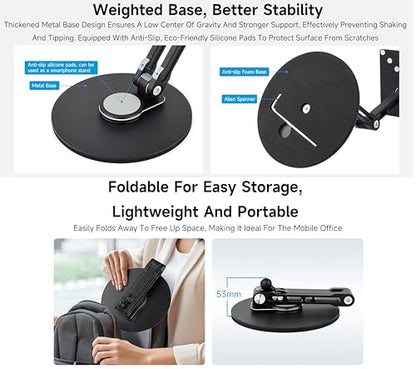 VESA Portable Monitor Stand, Compatible with Monitors Up to 19inch, Supports 50 x 50/75 x 75/100 x 100 (mm) VESA Mounting Holes, Supports Multi-Axis Rotation, Adjustable & Foldable