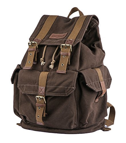 GOOTIUM 21101CF Specially High Density Thick Canvas Backpack Rucksack,Coffee - color: Coffee, size: Large