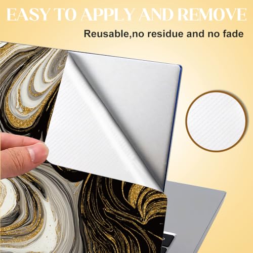 SUPERDANT Laptop Skin Sticker Golden Marble Laptop Decals Personalized Universal Notebook Computer Wrap Vinyl Skin Stickers Cover Art Decal Removable 12-15.6 Inch Waterproof Scratch-Resistant Gifts - style: Golden Marble