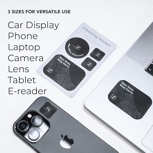 SleekStrip Portable Cleaning Sticker Pad Reusable Screen Cleaner Wipes Lens Cleaner Wipes for Phone iPad Car Touch Screen Display MacBook Computer Laptop Camera Lens Electronic TV Monitor - 1PK (4PCS) - color: Ripples (Pack of 1)