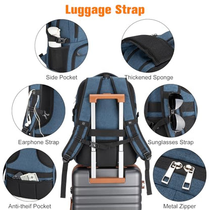 Insulated Lunch Backpack Fit 17" Laptop with Cooler Compartment | 2 In 1 Work Backpack with Lunch Box, Lunch Compartment, Water-Resistant, Lightweight, College Couputer Bag, Men & Women - color: Blue