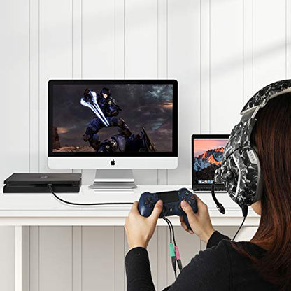 Long USB Audio Adapter with 3.5mm Jack External USB Sound Adapter - 1.2M | USB External Stereo Sound Card with 3.5mm Earphone and Microphone for PS4, PS5, Windows, Mac, Linux, Plug and Play - size: 47 inch / 120 cm