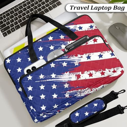 Laptop Sleeve, Laptop Cover with Adjustable Strap Computer Bag Tablet Notebook Sleeves Handbag Messenger Briefcase - color: American Flag Print01