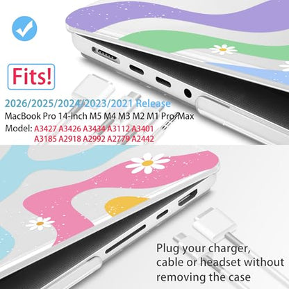 Mektron Case for M5 MacBook Pro 14 inch 2026 Model A3427 A3426 Fit 2025-2021 Model A3434 A3112 M4 A3112 A3401 A3185 M3 A2918 A2992 M2 A2779 M1 A2442 Cover, Colorful Wave - color: Colorful Wave