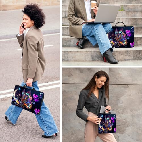 Laptop Bag,14 15 15.6 inch Laptop Case Sleeve,Computer Sleeve with Handle for Women Men,Carrying Case for MacBook,Dell,Lenovo,Notebook Computer,Glitter Butterfly Moon - color: Glitter Butterfly Moon