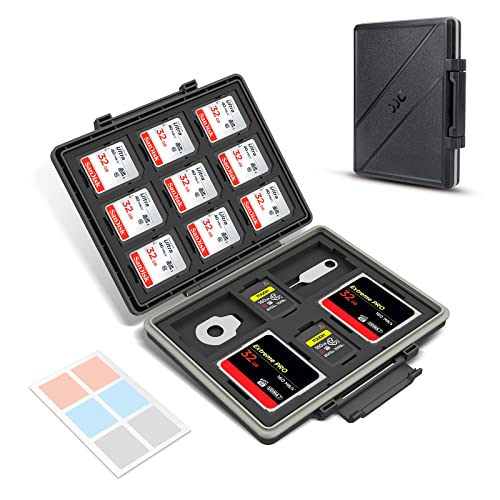 JJC 45 Slots Compact Memory Card Case Holder for SD, CFexpress Type A Type B/XQD, Micro SD/TF, CF Cards, Water-Resistant Anti-Shock Anti-Dust, Slim Memory Card Holder Organizer Storage Box with Labels - color: Black, size: For 9x SD+ 2x CFB+ 2x CFA+ 2x CF