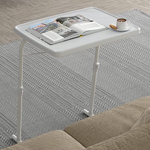 Allpop Max TV Tray Table, Large TV Dinner Tray for Eating, Adjustable Tray Stand on Couch & Bed, Folding Laptop Table with 6 Heights & 3 Tilt Angles, White - color: White, size: Allpop-Max TV Tray