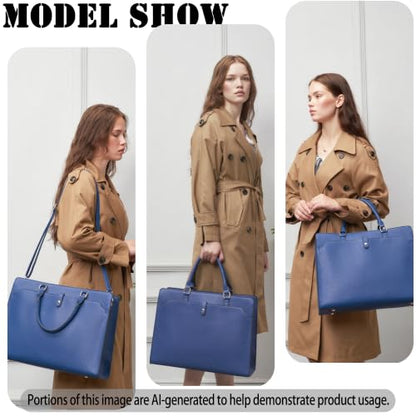 YZAOLL 15.6 Inch Laptop Bag for Women Work Tote Briefcase for Teacher Purse - color: Darkblue