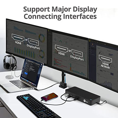 SIIG DisplayLink USB-C Dock, Triple 4K60Hz, 100W PD, JU-DK0P11-S1 | Run three 4K60Hz displays or one 5K60Hz display through DisplayLink; 100W PD, USB and Gigabit Ethernet expand laptops. - style: Triple 4K Display