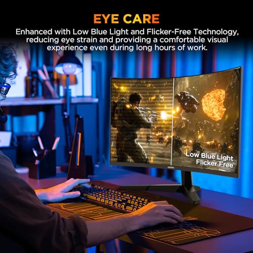 KOORUI 25 inch Curved Gaming Monitor 240Hz FHD 1080P, 1500R 1ms Display | Adaptive Sync, 90% DCI-P3, Eye Care, HDMI×2 and DP, VESA Mount, Tilt, FPS Gaming, Esports Players, Competitive Gaming - size: 25inch 240Hz/FHD/Curved