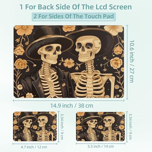 Universal Laptop Skin Decal, 3-Piece Vinyl Protector for 12 13 14 15.6" Notebook, Waterproof Anti-Scratch, Easy Trim & Bubble-Free Finish, Skeleton Couple in Love - color: Skeleton Couple in Love