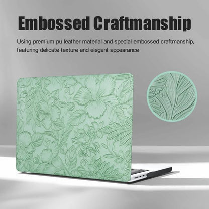 DTangLsm for MacBook Air 15 inch Case 2026 M5 2025 2024 2023 M4 M3 M2 Chip | Model A3448 A3241 A3114 A2941, Elegant Textured Retro Leather Hard Shell Mac Air 15 Laptop Case & Keyboard Cover, Sage Green - color: Embossed Floral Green