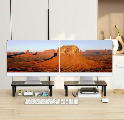 Monitor Stand for Desk Monitor Riser, Adjustable Laptop Riser, Desk Organizer Desktop Printer Laptop Storage Shelf, Mesh Metal Computer Item Stand (2 Pieces)(14.5" Lx9.3 W/Piece) - size: 2 pieces