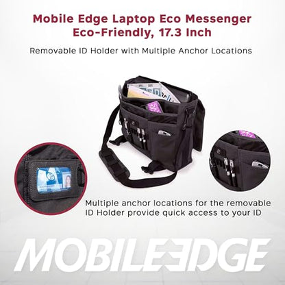 Mobile Edge ECO Laptop Messenger Bag for Men and Women, Fits Up To 17.3 Inch Laptops, Travel Work Computer Bag, Cotton Canvas, Padded Pockets, Black - color: Black