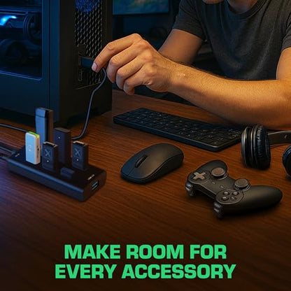 Rebuff Reality 7 Port USB Hub USB 3.0 Dongle Hub for Gaming | Wireless Interference Reduction for Gaming, Stable Connection, Lag-Free Mouse Keyboard Headset for PC, Mac, Xbox, PlayStation - size: 7-PORT