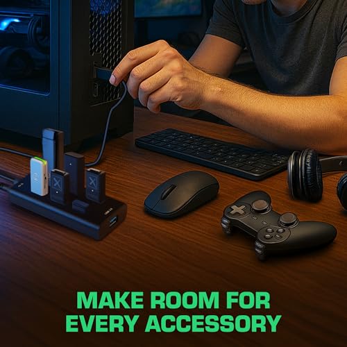 Rebuff Reality 7 Port USB Hub USB 3.0 Dongle Hub for Gaming | Wireless Interference Reduction for Gaming, Stable Connection, Lag-Free Mouse Keyboard Headset for PC, Mac, Xbox, PlayStation - size: 7-PORT