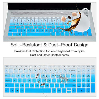 Keyboard Cover for HP Laptop 15-db 15-dw 15-dy 15-da 15-bs/bw 15-ef 15t 15z 14"x 4.6" 15-db0011dx 15-dy1043dx/dy1051wm 15-dw0037wm/dw1083wm 15-ef1001ds ef1023dx, HP 17-by/bs/ca 11" Keyboard Skin, Blue - color: Ombre Blue