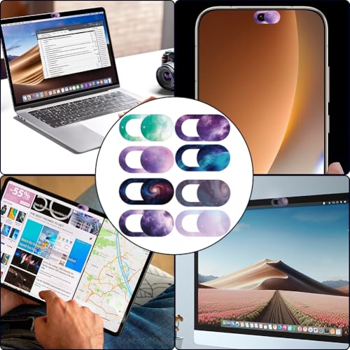 8Pcs 8 Styles Cute Laptop Camera Cover Star 0.04 Inch Privacy Guard Accessories, Thin Camera Privacy Blocker Space Galaxy Pattern for Laptop Desktop Computer Tablet Notebook Home Office Use - color: Space