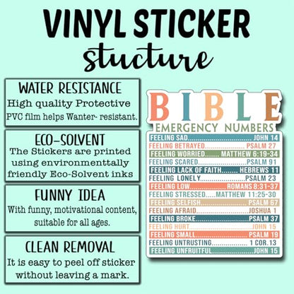 (3Pcs) Bible Emergency Numbers Sticker Christian Inspirational Decals Decorate Books Laptop Phone Water Bottles Kindles Tumbler Waterproof Vinyl Stickers 2,5 x 3 Inch - color: Bible Emergency Numbers