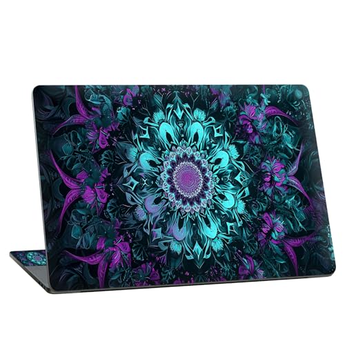 Universal Laptop Skin Sticker with 2 Wrist Pad Skins, Waterproof Scratch Resistant Vinyl Laptop Cover Decal, Cut to Fit for 11–15.6 Inch MacBook HP Dell Lenovo, Blue Mandala - color: Blue Mandala