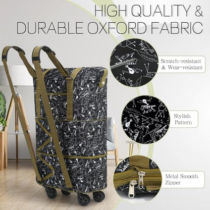 VOOWO Duffel Bag with Wheels - Rolling Foldable Expandable Duffle Bag with Wheels for Travel, Rolling Luggage Carry On Bag with Wheels, Large Rolling Backpack Weekend Bags for Men Women (Animal) - color: Animal