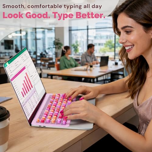 Keyboard Cover for Long Nails – Raised Silicone Sticker Keys with Removable Silicone Mat – Adapts to Most 13" to 15.6" Laptop Keyboards (PC & Mac) – Gift-Ready Design