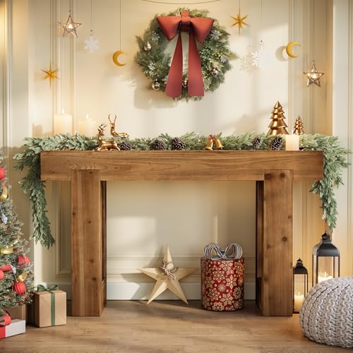 Tribesigns 55-Inch Long Console Table, Solid Wood Rectangular Sofa Table Behind The Couch, Farmhouse Entryway Table for Entrance, Hallway, Living Room (Solid Wood, Warm Brown) - color: Warm Brown(55", Fir Wood)