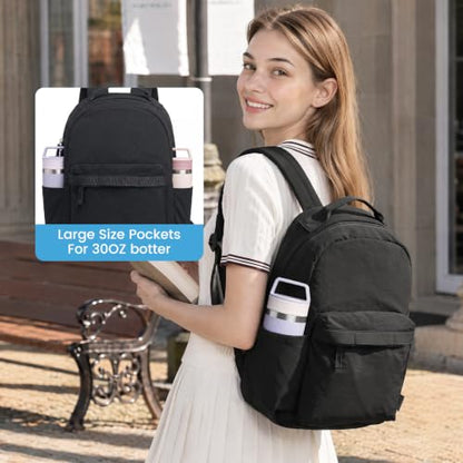 G4Free Small Backpack for Women, lightweight Daypacks for Travel School | Water-resistant Nylon backpack, fits 13.3" laptop, Multi-pockets, Trolley strap, Comfy padded straps - color: Black