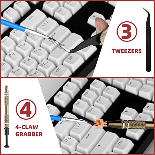 RUNJRX Keyboard Lube Kit with Tweezers,Keycap Puller,Switch Puller,4-Claw Grabber,Lube Pen for Custom Keyboard, Keyboard Lube Tools - style: Lube Kit-B