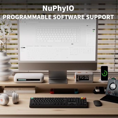 NuPhy Node100 Wireless Mechanical Keyboard, Hot Swappable Custom Bluetooth Keyboard, 109 Keys Computer Gaming Keyboards, Supports Touch Gestures, PBT Keycaps, RGB Backlit, Bluetooth/2.4GHz/USB-C - color: Gray, size: High-profile Blush Max Switch